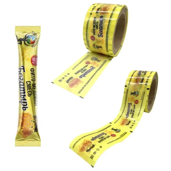 10g12g Custom Printed Laminated Plastic Roll Film Aluminum Foil Food Grade Packaging Roll Film for Honey Packaging - Image 4
