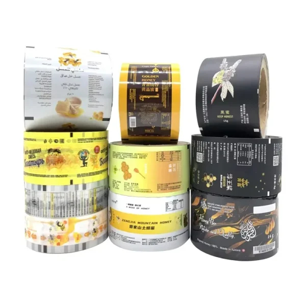 10g12g Custom Printed Laminated Plastic Roll Film Aluminum Foil Food Grade Packaging Roll Film for Honey Packaging