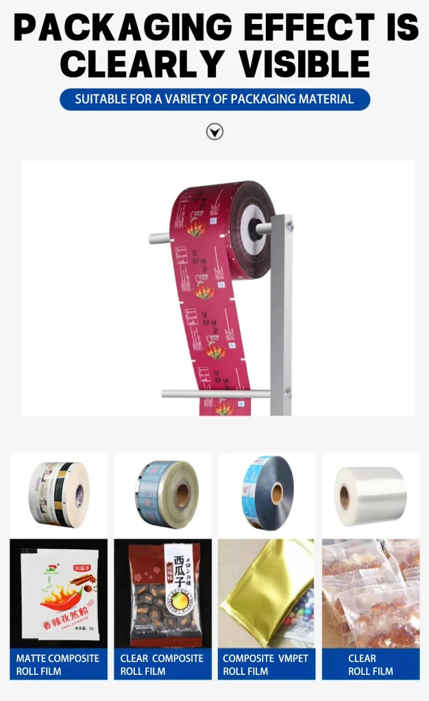 automatic film roll for coffee and snack packaging